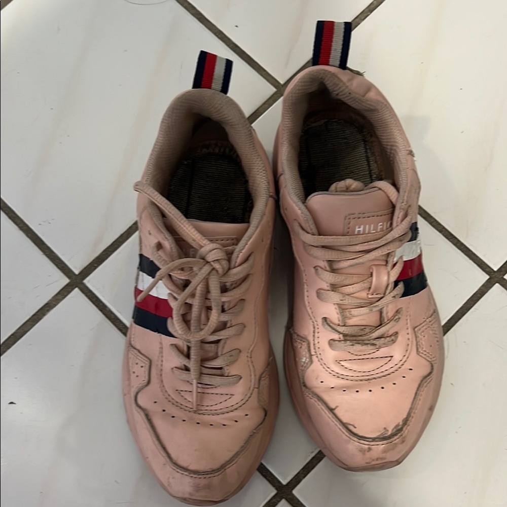 Tommy Hilfiger Pink Sneakers with Navy and Red Accents